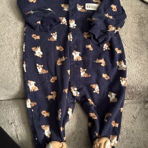 Navy Blue Puppy Print Kids One Piece